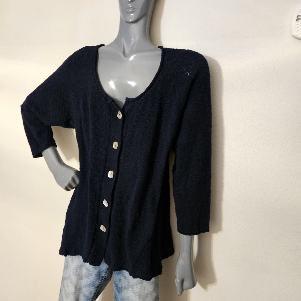 Sweater Loulou B. Textured cotton fit and flare Black Sz L - Picture 7 of 10